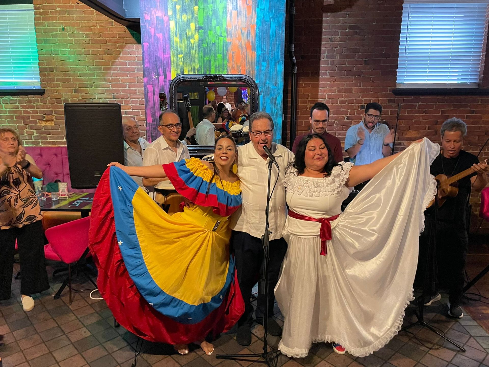 Traditional Venezuelan folk dancers performing at a cultural event